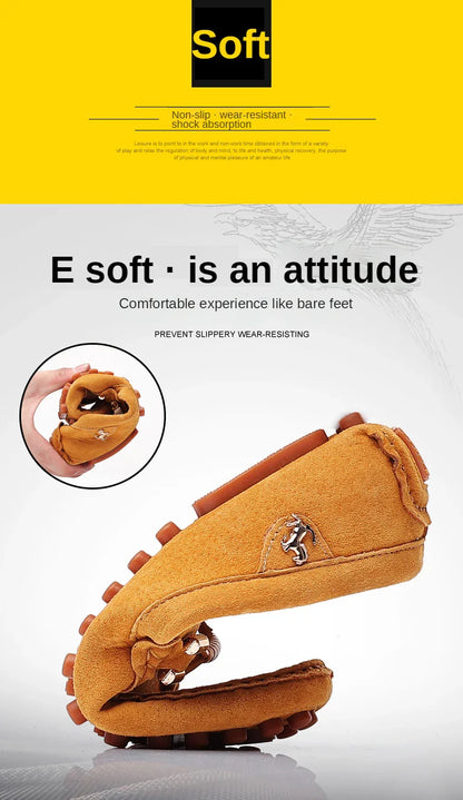 Loafers Men Casual Fashion Suede Men Shoes Lightweight Soft Genuine Leather Moccasins Slip on Driving Shoes for Men Size 48