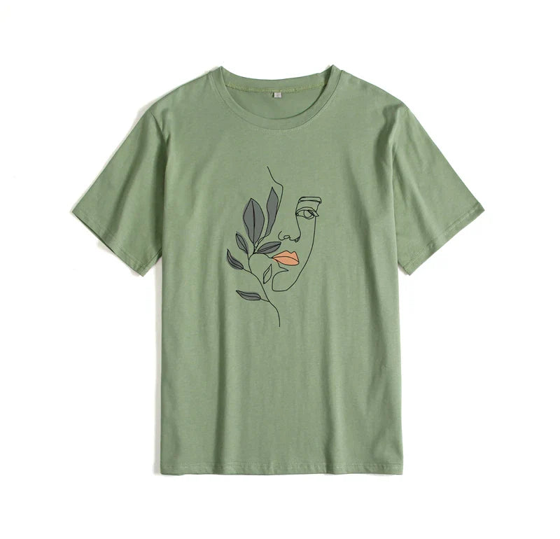 Gothic Graphic T Shirt Women 2023 Summer New Oversized Cotton Tees Casual Aesthetic Character Printed O Neck Tops
