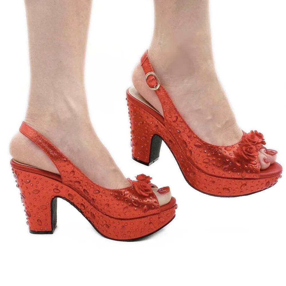 Italian Women Shoes and Bag Set Decorated with Rhinestone In Party African Italian Shoes and Bag Set Party Shoes Bag