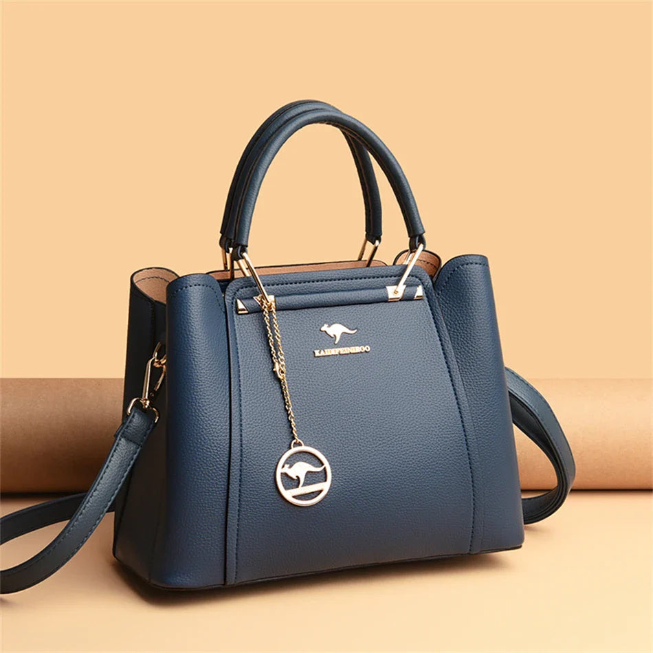 Bolsas de Luxo Femininas Bolsas de Grife 3 Camadas Couro Macio Ombro Transversal Sacola Feminina Grande Capacidade Compras Mensageiro Tote