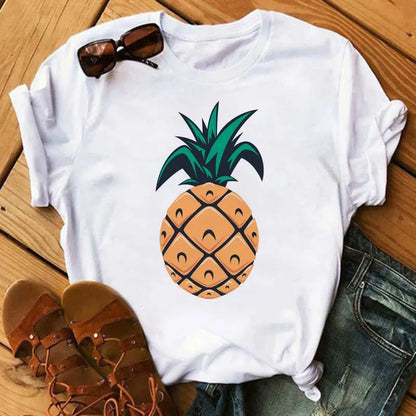 Funny Fruits T Shirt Women Fashion Kawaii Banana Print White T-shirt Harajuku TShirt Short Sleeves Tops Tee Shirt Femme T Shirts
