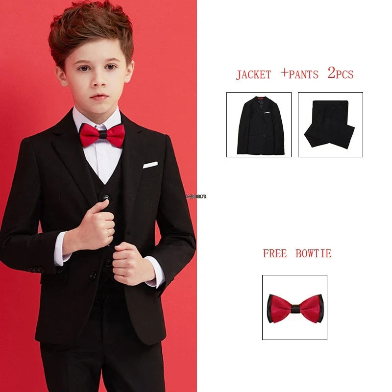 Boys Black 007 Wedding Suit Kids Formal Blazer Clothing Set Gentleman Children Day Graduation Chorus Performance Dress Costume