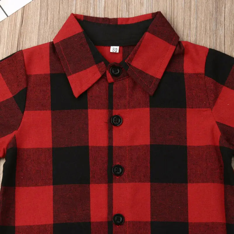 1-5Y Summer Toddler Kids Baby Boy Sets Gentleman Clothes Red Plaid Shirt Tops Shorts Pants Formal Outfit