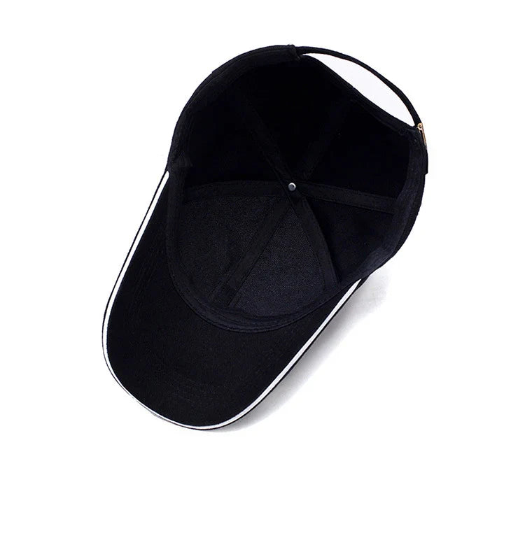 Men Structured Baseball Cap Solid Cotton Snapback Spring Autumn Women Label Stick