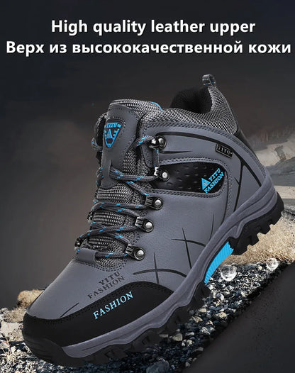Men Winter Snow Boots Waterproof Leather Sneakers Super  Warm Men's Boots Outdoor Male Hiking Boots Work Shoes Size 39-47