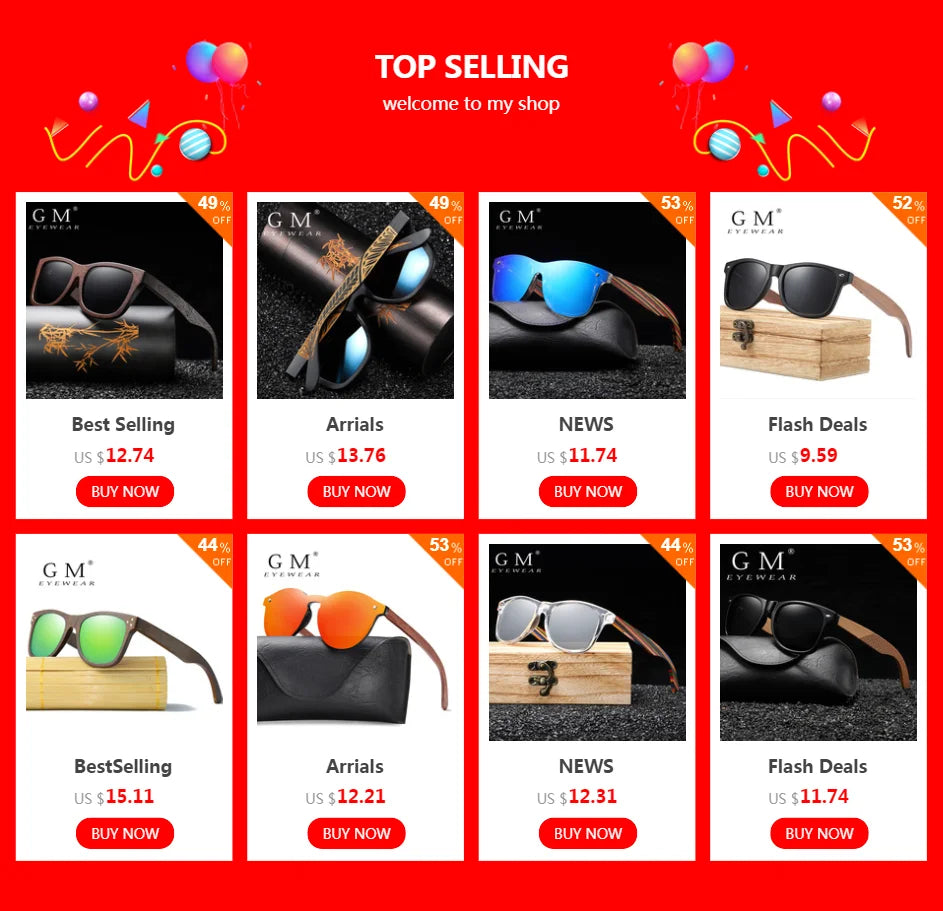 Natural Bamboo Wooden Sunglasses Handmade Polarized Glasses Mirror Coating Lenses Eyewear With Gift Box