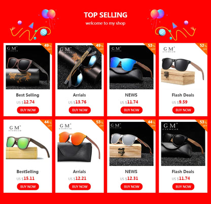 Natural Bamboo Wooden Sunglasses Handmade Polarized Glasses Mirror Coating Lenses Eyewear With Gift Box