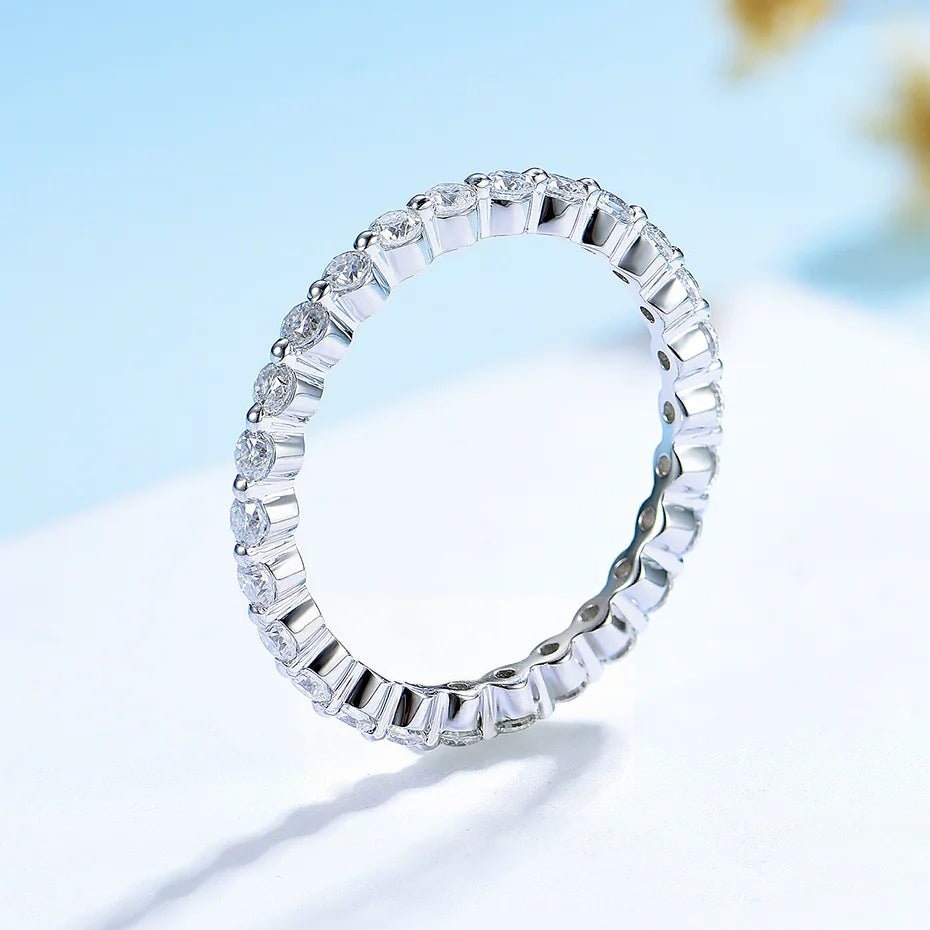 Moissanite Ring 585 14K 10K 18K Rose Gold Half Eternity Bubble Rings for Women Jewelry Wedding Diamond Engagement Band