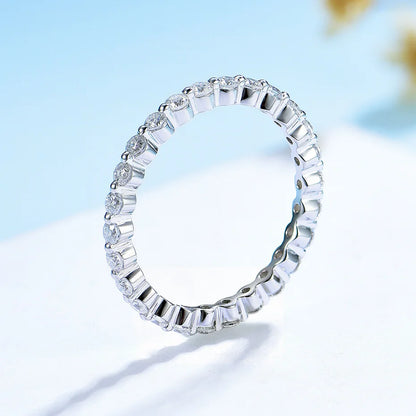 Moissanite Ring 585 14K 10K 18K Rose Gold Half Eternity Bubble Rings for Women Jewelry Wedding Diamond Engagement Band