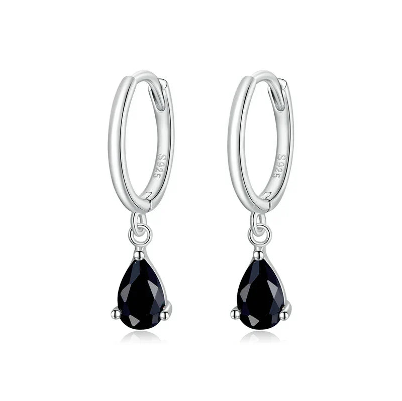 Silver Green Water Drop Earrings 925 Sterling Silver 4 Colors Drop Shape Earring for Women Statement  Jewelry