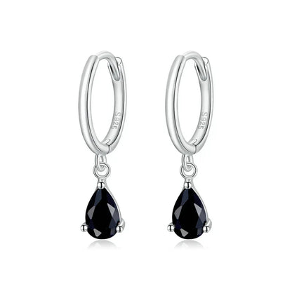 Silver Green Water Drop Earrings 925 Sterling Silver 4 Colors Drop Shape Earring for Women Statement  Jewelry