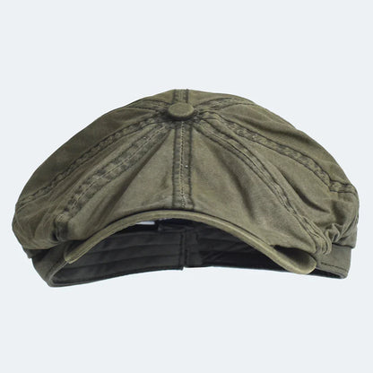 Washed Cotton Newsboy Cap Peaky Octagonal Hat Vintage Casual Cap Solid Berets Visor Gatsby Flat Ivy Hat