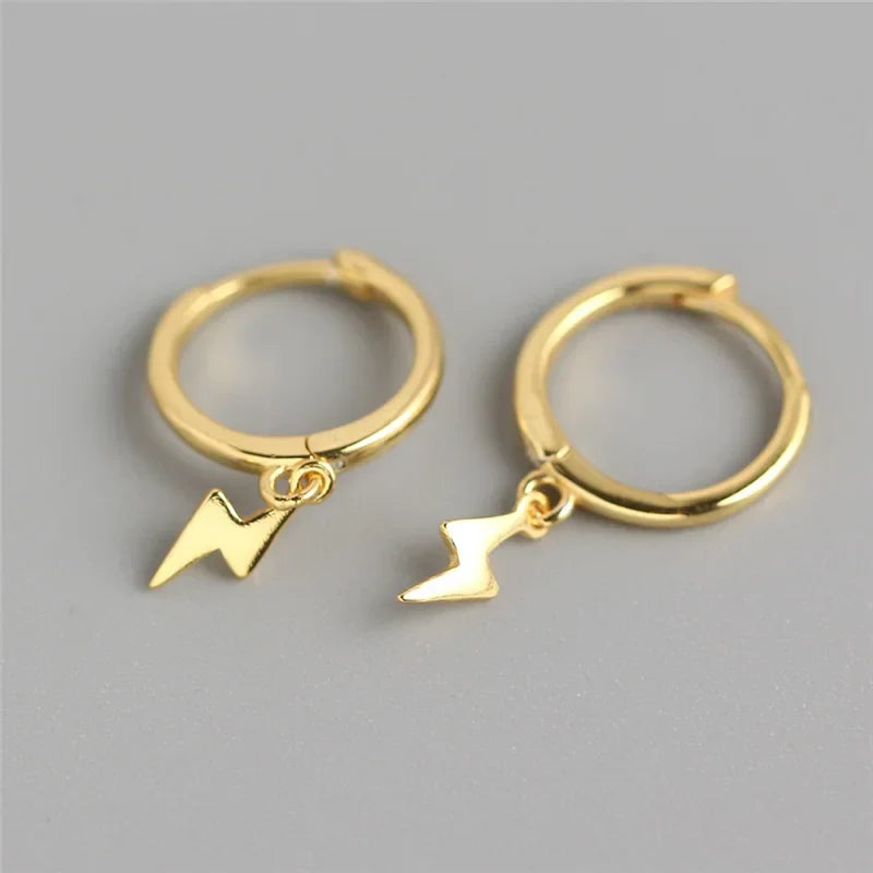 Real 100% 925 Sterling Silver Punk Hip-Hop Link Chain Gothic Studs Earrings for Fashion Women Jewelry Accessories 2022