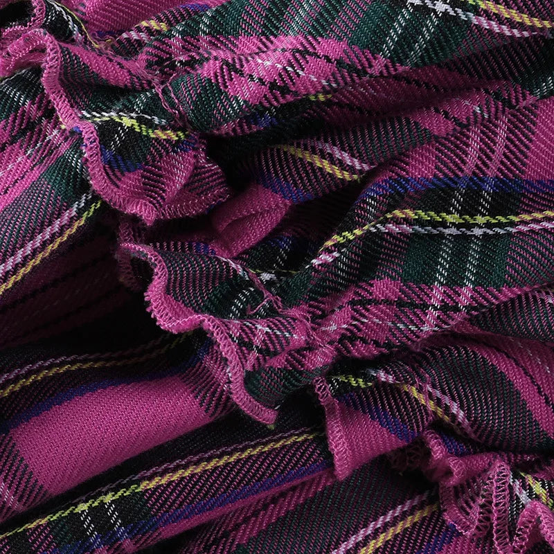 Pink Skirt Japanese College Style Youth Girl Plaid Skirt Female High Waist Slim Lolita Cosplay Y2k Skirt Goth Skirt