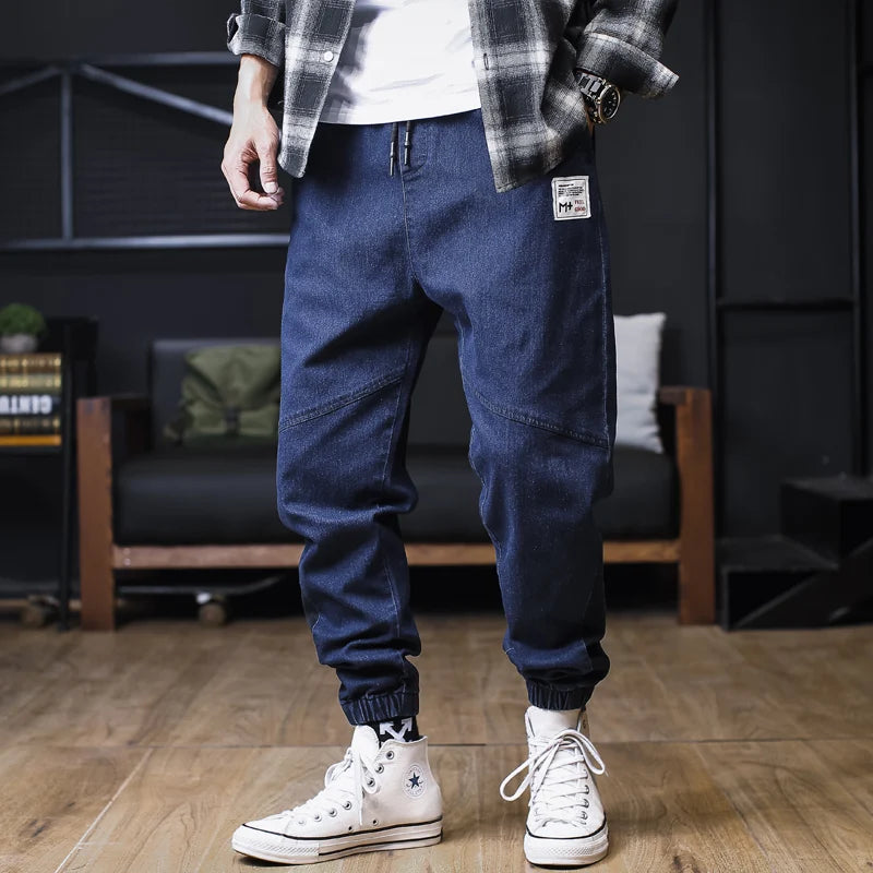 Calça Jeans Masculina Plus Size Solta Jogger Streetwear Harem Cargo Jeans Calças Jeans na Altura do Tornozelo