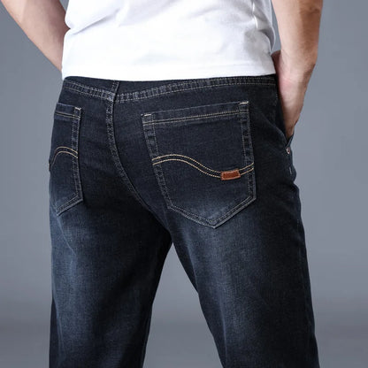 2024 New Men Stretch Jeans Male Classic Elasticity Business Jeans Men Fashion Comfortable Solid Slim Straight Long Denim Pants