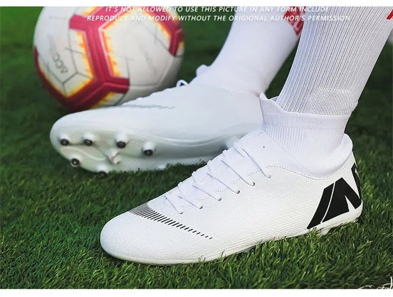 New Futstal FG/TF Orange Soccer Boots For Men High Top Men Soccer Cleats Football Trainers Men Sport Shoes zapatillas de futbol