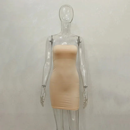 Off Shoulder Tube Dress Solid 2025 New Summer Women Bodycon Strapless Dress Black Mini Dress Women Slim Party Clubwear