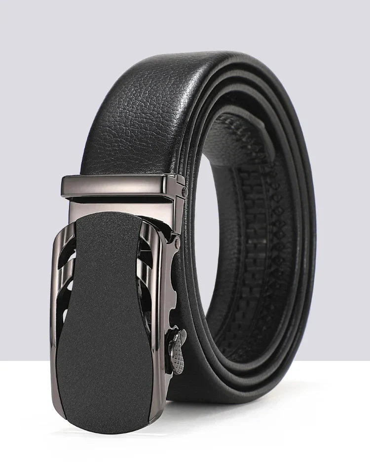 Men's Genuine Leather Automatic Buckle Belt Custom Engraved Name/Logo Ideal Waist Belt for Father's Day Personalized Gift