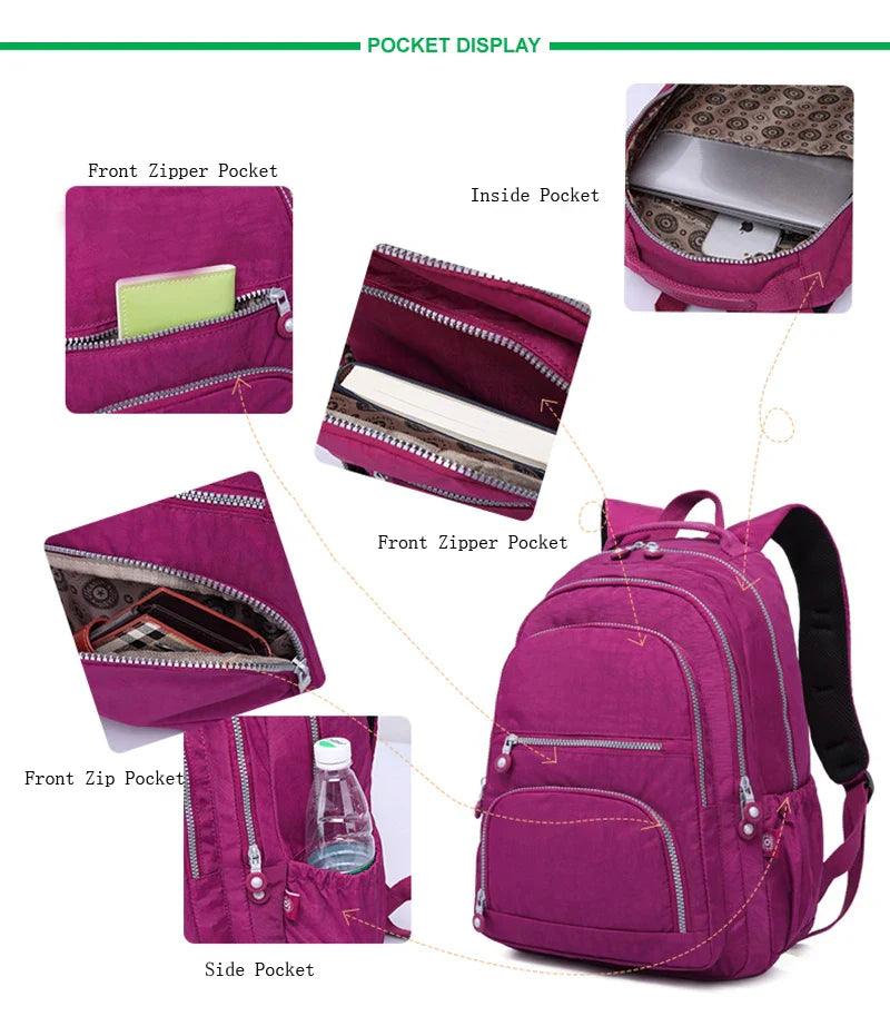 Aesthetic School Backpacks for Teenagers Girl 2024 Nylon Waterproof Travel BackPack Purse Women Laptop Bagpack Mochila