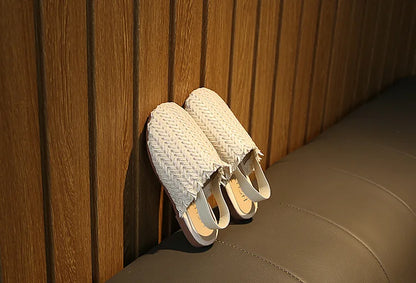 Spring Summer Girls Shoes Weaven Knitted Design Children Flat Shoes Kids Summer Sandals Princess Sweet Soft Fashion For Toddlers