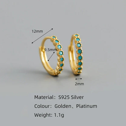 New Arrival Fashion Korean Blue Zircon Spike Geometric Stud Earrings for Women Real 925 Sterling Silver Gothic Jewelry