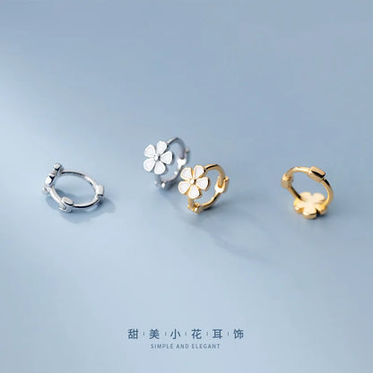 Genuine 925 Sterling Silver Sweet Romantic Flower Ear Buckle for Women Korean Girl Fashion Birthday Earring Jewelry Gift