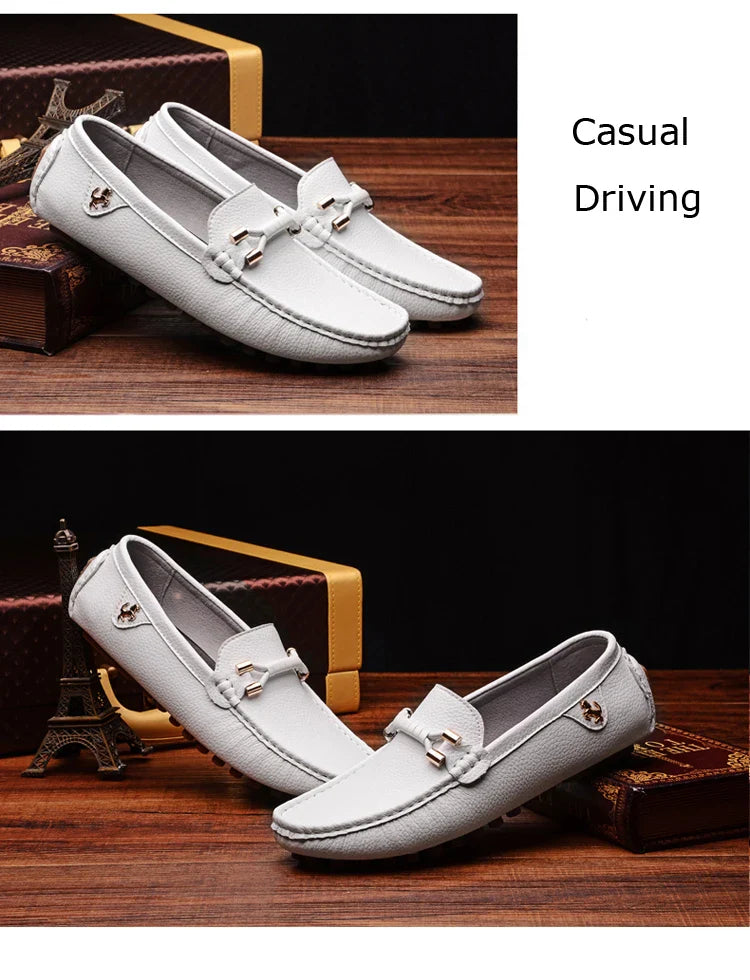 White Loafers for Men Size 48 Slip on Shoes Driving Flats Casual Moccasins for Men Comfy Male Loafers