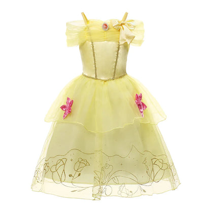 2-10Y Kids Prium Cosplay Elsa Anna Costume Dress 2025 Winter Long Mesh Princess DressGirl Christma Carnival Clothes Ball Gown