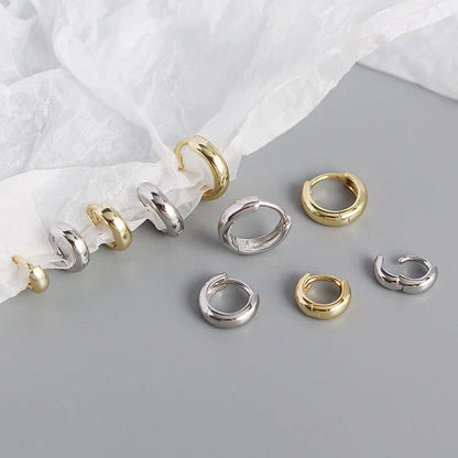 925 Sterling Silver Minimalism Punk Rock Wide Hoop Earrings for Women Men Fashion Gothic Bohe Huggie Ear Buckle Jewelry