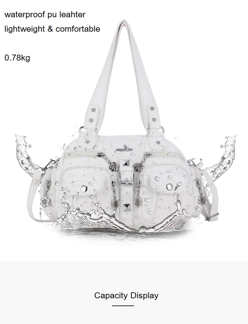 Women Small Handbags Satchel Top-handle Handbag PU Shoulder Bag 8”x11” Dumpling Pack Multi-pockets Shoulder Bag