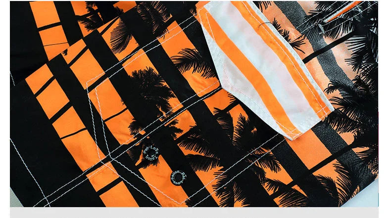 Summer Men Quick-drying Beachwear Plus Size Swimsuit Shorts Male Fashion Casual Loose Hawaii Printing Surf Board Shorts