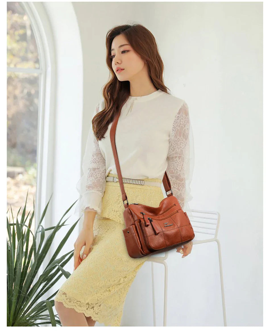 Classic Shoulder Bags High Quality Multi Pockets Soft Leather Crossbody Bags for Women 2024 Designer Luxury Handbags Purses