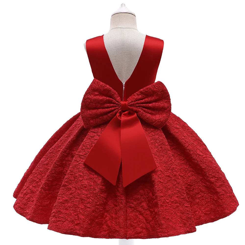 Vestido de festa infantil dourado de verão com laço para meninas Fantasia infantil elegante Flor Casamento Aniversário Vestidos de princesa Roupa de noite para meninas