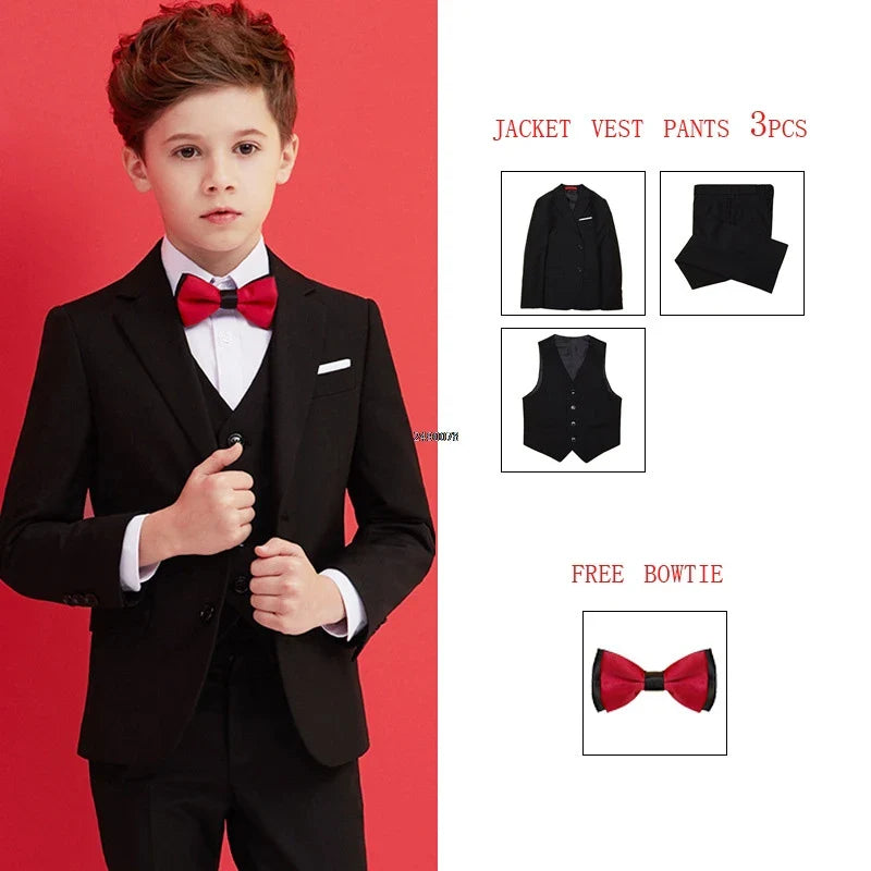 Boys Black 007 Wedding Suit Kids Formal Blazer Clothing Set Gentleman Children Day Graduation Chorus Performance Dress Costume