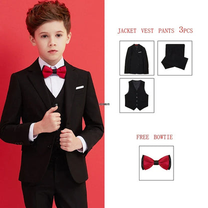 Boys Black 007 Wedding Suit Kids Formal Blazer Clothing Set Gentleman Children Day Graduation Chorus Performance Dress Costume