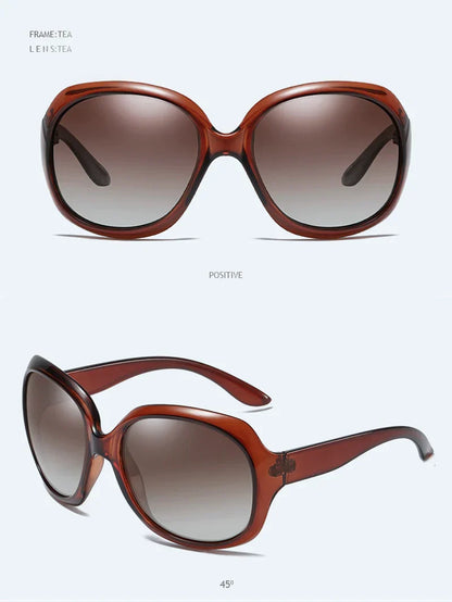 Design Elegant Polarized Oversized Round Sunglasses Women Simple Fashion Big Plastic Ladies Sun Glasses UV400