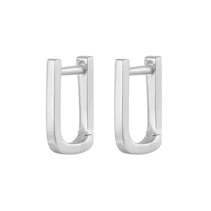 925 Sterling Silver Square Piercing Huggie Hoop Earrings for Women Simple Cubic Zirconia Earings Fine Jewelry Pendientes