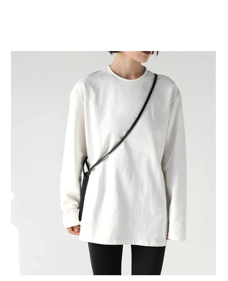 Spring Autumn Women's Solid Color Loose Long Sleeve T-shirt O-neck Basic Top Bottomed Shirt Casual  Tshirt Woman Female
