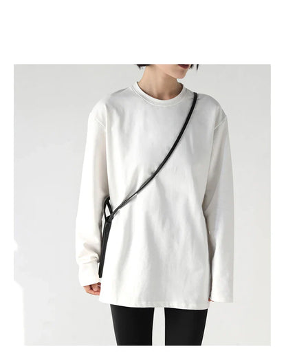 Spring Autumn Women's Solid Color Loose Long Sleeve T-shirt O-neck Basic Top Bottomed Shirt Casual  Tshirt Woman Female
