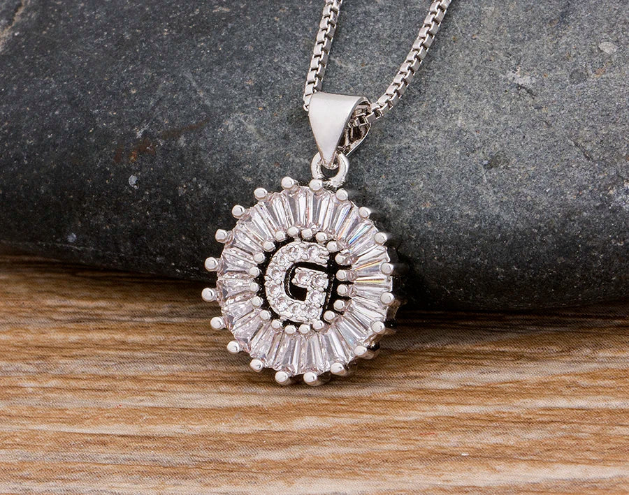2 Colors Initial Letter Pendant 26 Letters Charm Name Necklace Top Quality Copper Zircon Jewelry Birthday Gift