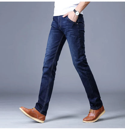 2024 New Men Stretch Jeans Male Classic Elasticity Business Jeans Men Fashion Comfortable Solid Slim Straight Long Denim Pants