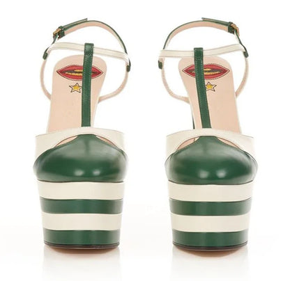 2026 Women's Round Head Sandals Thin Heels 5cm Thick Bottom Slope Heel Fish Mouth Rivet Sandal T-Platform Sandals Size34-43
