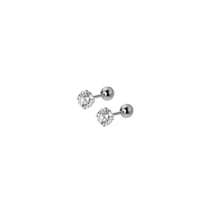 925 Sterling Silver Luxury Round Zircon Simple Bead Stud Earrings for Women Fashion Body Piercing Jewelry Accessories