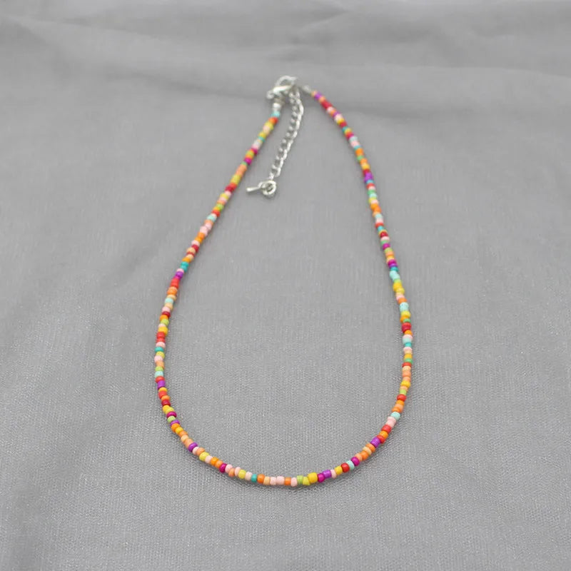 Simple Seed Beads Strand Choker Necklace Women String  Collar Charm Colorful Handmade Bohemia Collier Femme Jewelry Gift