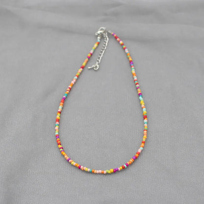 Simple Seed Beads Strand Choker Necklace Women String  Collar Charm Colorful Handmade Bohemia Collier Femme Jewelry Gift