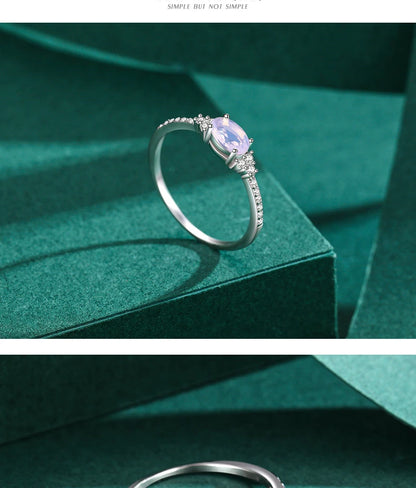 925 Sterling Silver Pink MoonStone Elegant Stackable Finger Ring Eternity Bands for Women Christmas Gifts Fine Jewelry