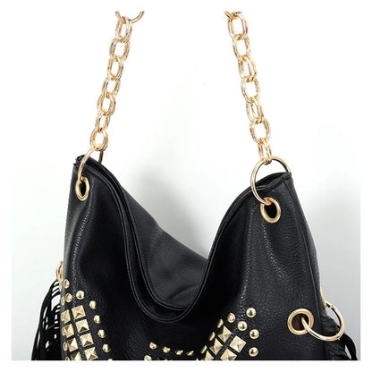 Fashion Rivet Crossbody Shoulder Bags For Women Brand Designer Large Capacity Ladies Handbags Long Tassel Female Messenger Bags