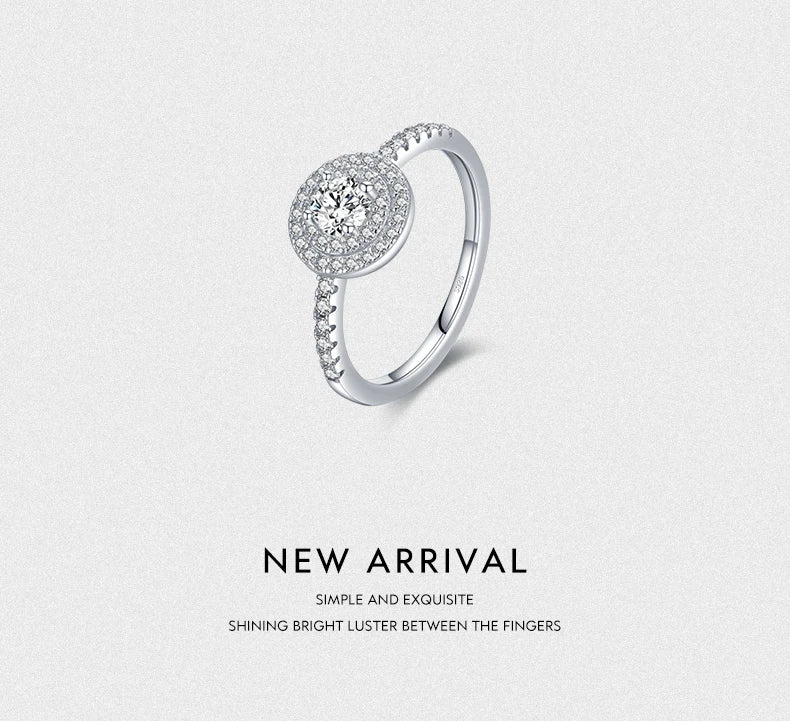Sparkling Round Clear CZ Charm Rings Fashion 925 Sterling Silver Classic Design Wedding Ring For Women Party Jewelry