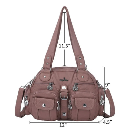 Women Small Handbags Satchel Top-handle Handbag PU Shoulder Bag 8”x11” Dumpling Pack Multi-pockets Shoulder Bag